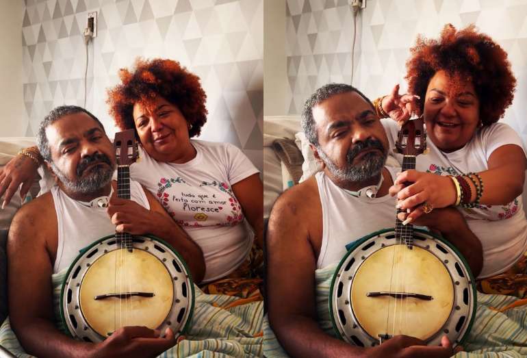 [Vídeo] Arlindo Cruz toca banjo com a ajuda da esposa, Babi Cruz