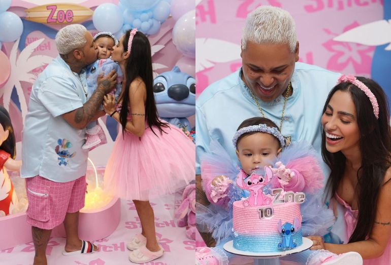 MC Ryan SP celebra 10 meses da filha ao lado da namorada após caso de agressão