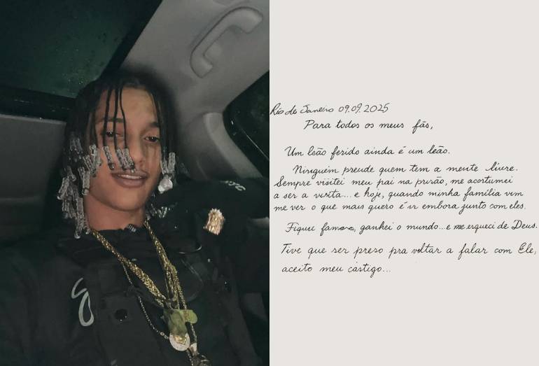 Preso, Oruam escreve carta aberta nas redes sociais: 